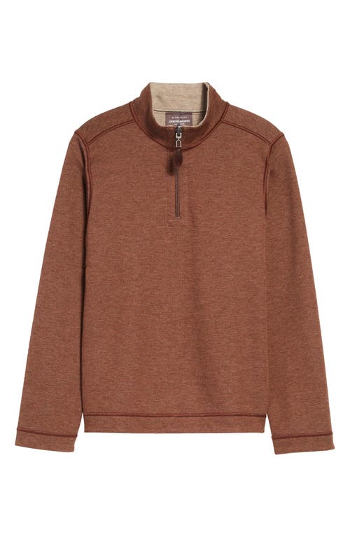 Johnston & Murphy Kids' Solid Reversible Quarter Zip Pullover In Rust/oatmeal