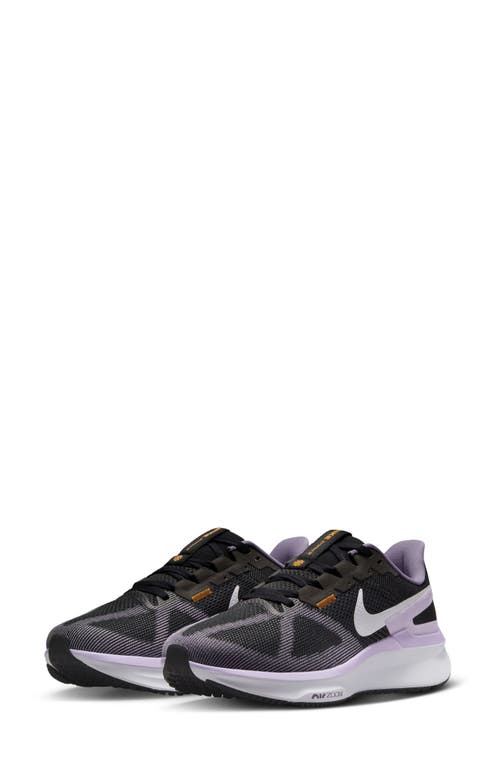 Nike Air Zoom Structure 25 Road Running Shoe In Black/lilac/white