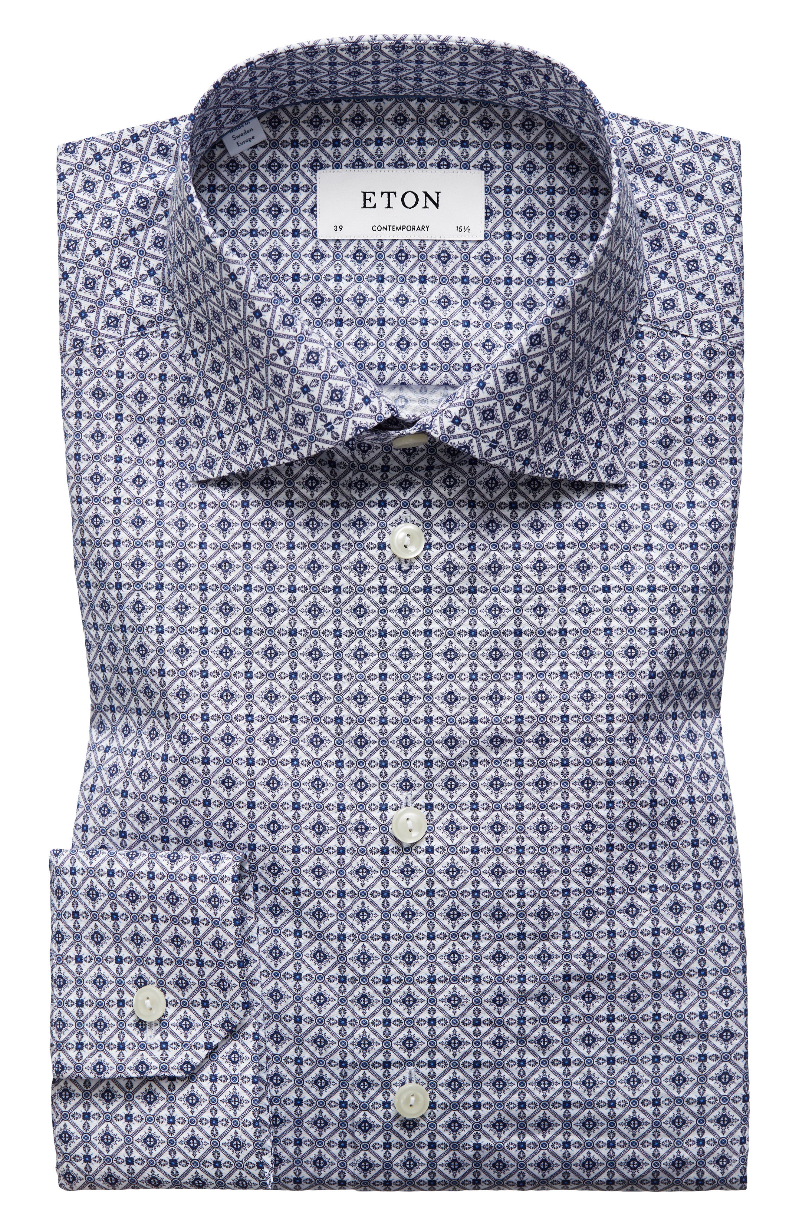 Eton Contemporary Fit Geometric Dress Shirt Nordstrom