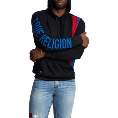 True Religion Brand Jeans Colorblock Pullover Hoodie, Black