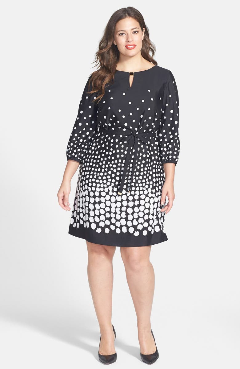 Tahari by ASL Belted Graduated Dot Dress (Plus Size) | Nordstrom