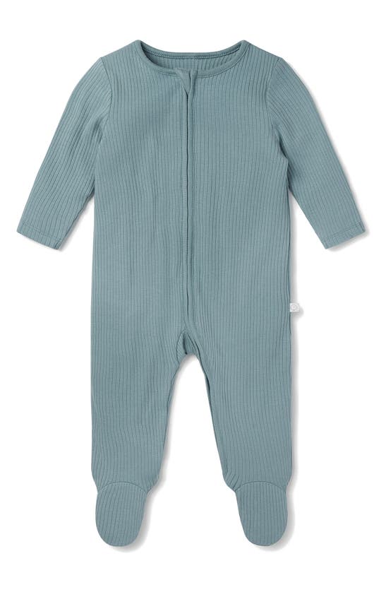 Shop Mori Ribbed Fitted Overall Romper In Ribbed Sky