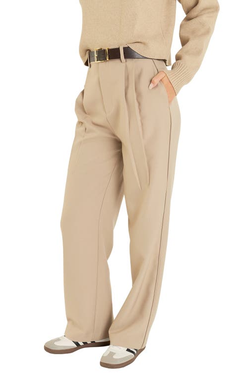 Shop Grey Lab Pleated Wide Leg Pants In Tan