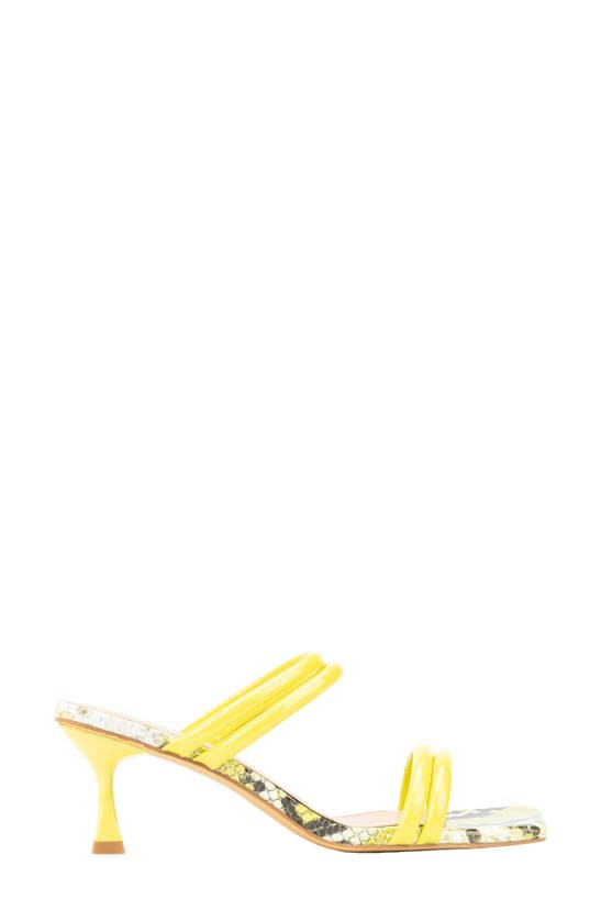 Fashion To Figure Lanna Snake Embossed Heeled Sandal In Yellow