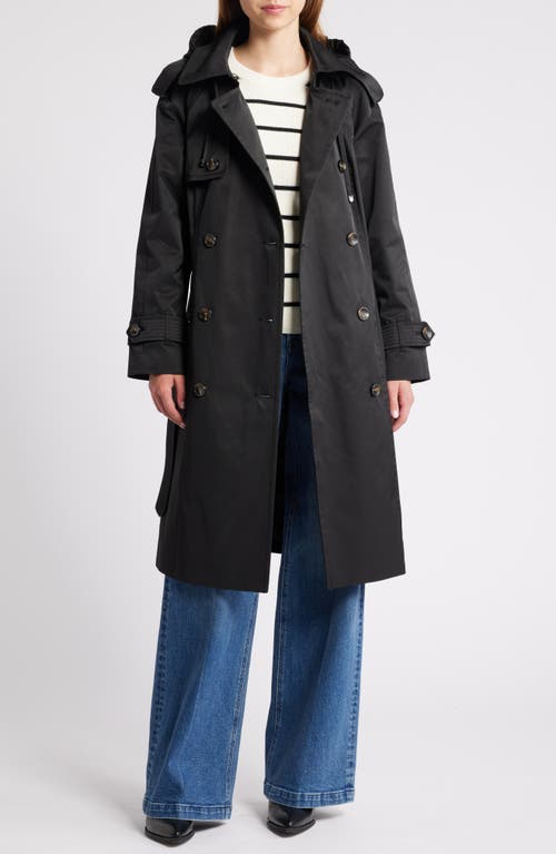 London Fog Water Resistant Belted Trench Coat In Black