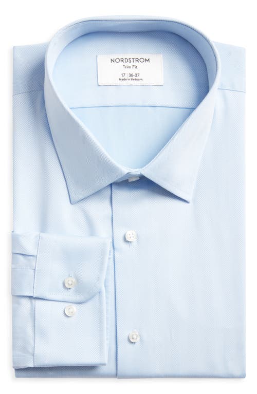 NORDSTROM NORDSTROM TRIM FIT HERRINGBONE DRESS SHIRT