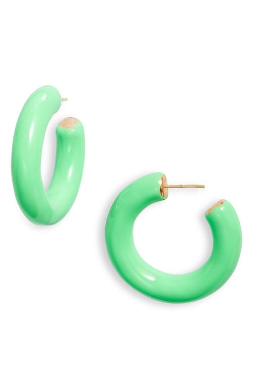 Large Enamel Tube Hoop Earrings in Green