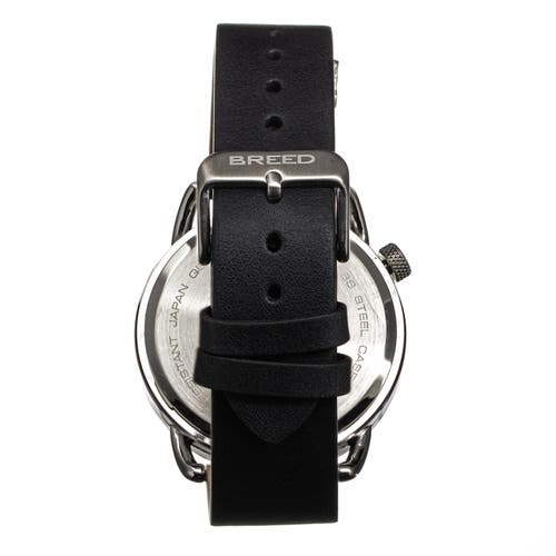 Breed Regulator Leather-band Watch W/second Sub-dial In Black