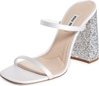 Miu Miu Glitter Block heel Slide Sandal (Women) | Nordstrom