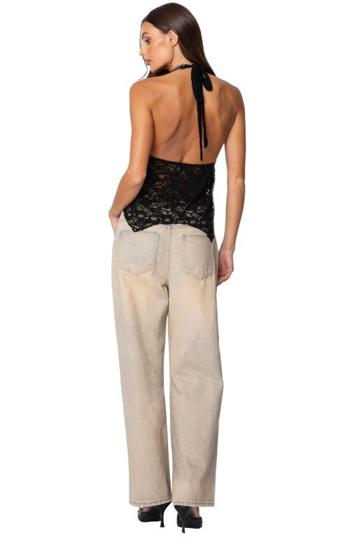 Edikted Dusty Low Rise Wide Leg Jeans In Beige