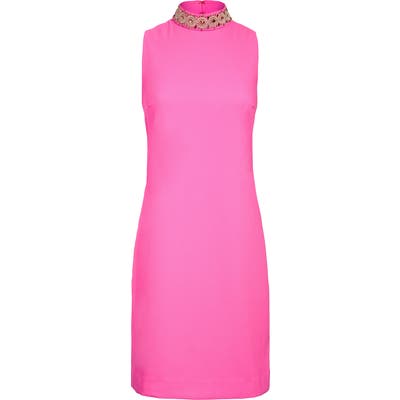 Lilly Pulitzer Brandi Embellished Mock Neck Shift Dress, Pink