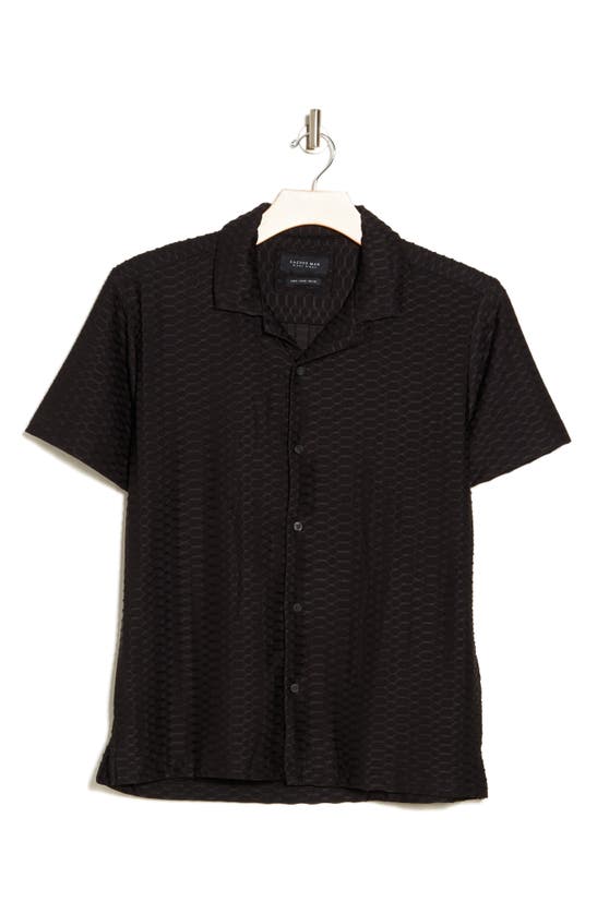 Shop Denim And Flower Bold Texture Camp Shirt In Black
