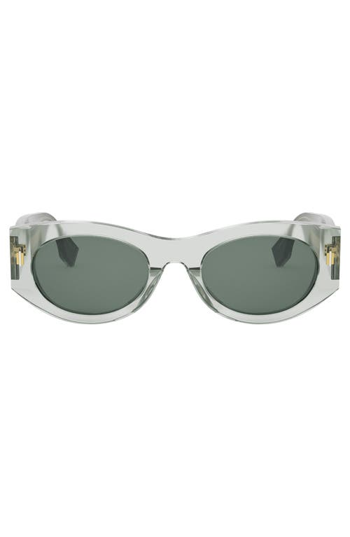 Shop Fendi The  Roma 52mm Oval Sunglasses In Light Green/other/green