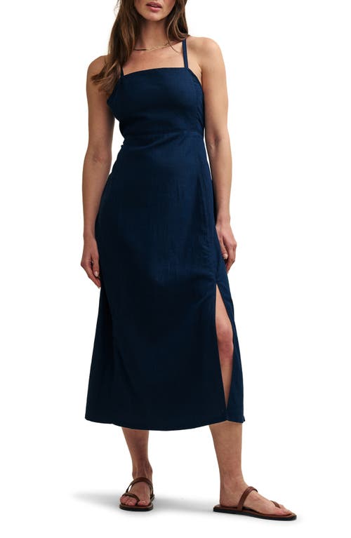 Nobody's Child Maddy Dark Denim Twill Midi Dress in Blue 