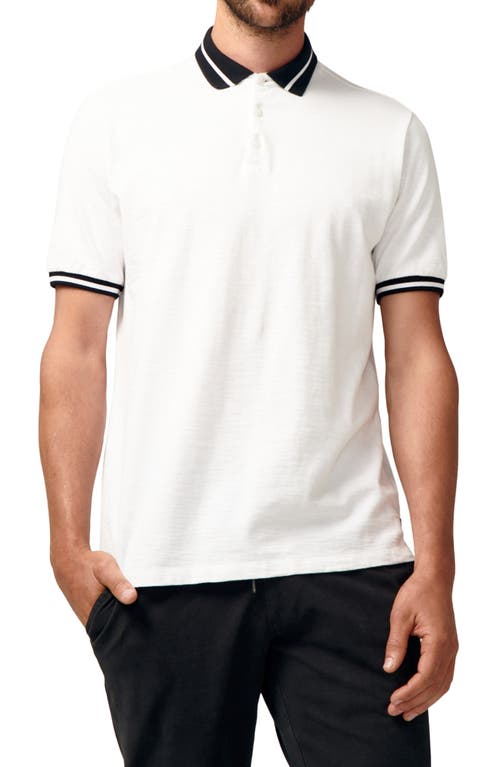 Match Point Tipped Slub Short Sleeve Polo in White