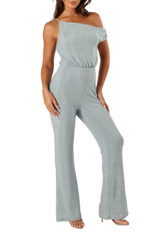 Petal And Pup Petal & Pup Heather Sparkle One-shoulder Jumpsuit In Silver