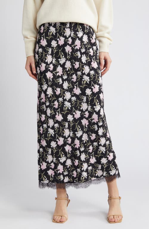 LoveShackFancy Castle Floral Midi Skirt Night Pearl at Nordstrom,