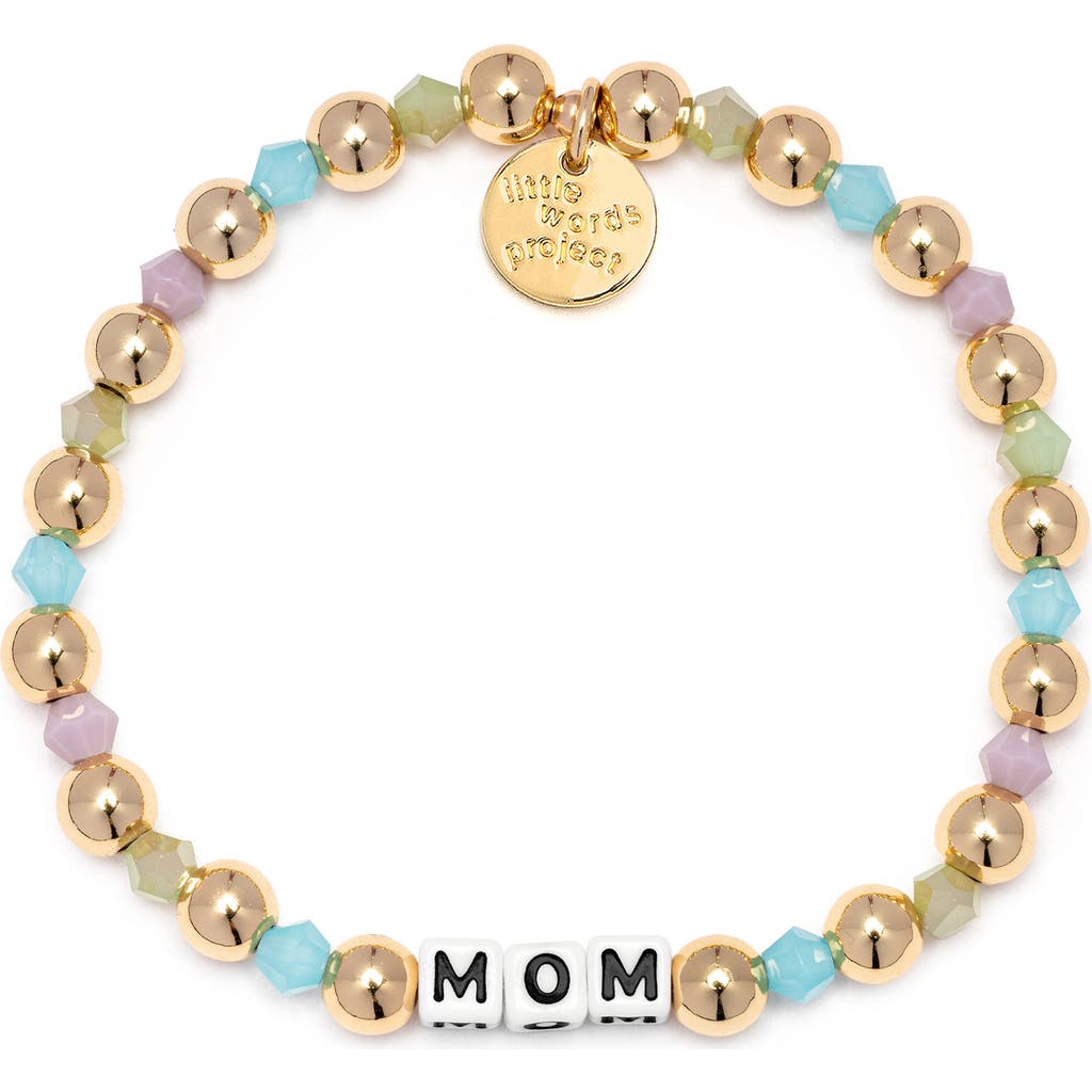Little Words Project Mom Beaded Stretch Bracelet in Gold Multi