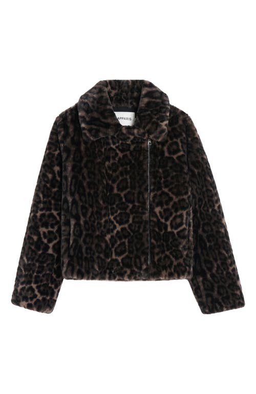 Shop Apparis Dahlia Leopard Recycled Polyester Pluche™ Faux Fur Biker Jacket In Dark Leopard