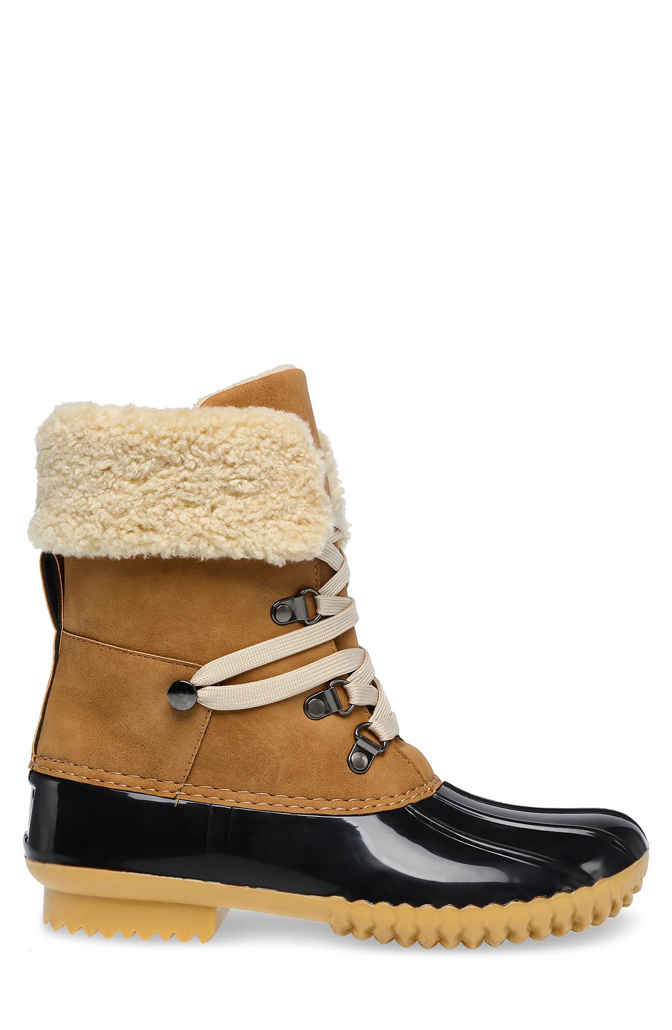 womens duck boots with fur trim