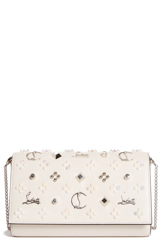 Christian Louboutin Paloma Empire Calfskin Clutch In Ivory/ Multimetal