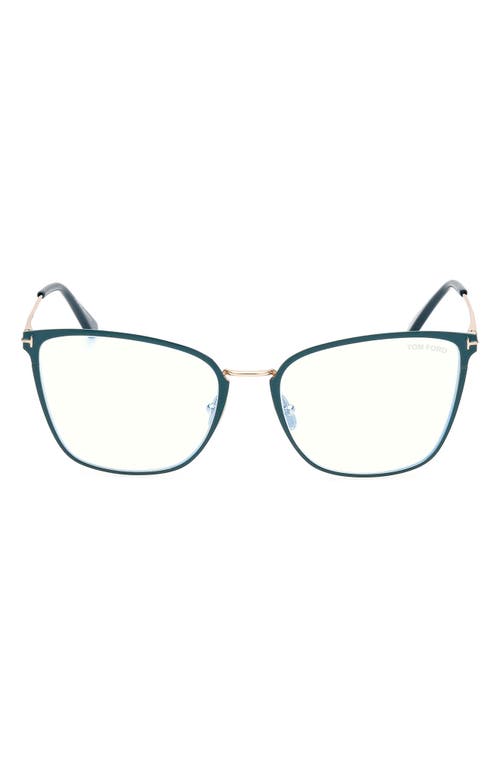 TOM FORD 56mm Butterfly Blue Light Blocking Glasses in Shiny Turquoise at Nordstrom