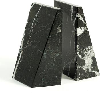Bey-Berk Black Zebra Marble Wedge Bookends | Nordstrom