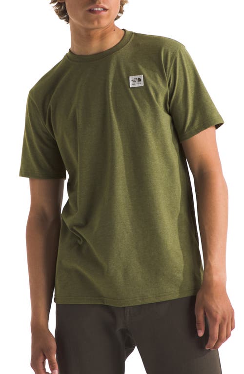 The North Face Heritage Patch Heathered T-shirt In Forest Olive Heather