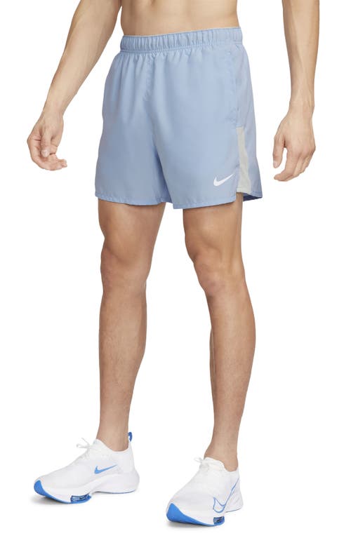 Shop Nike Dri-fit Challenger 5-inch Brief Lined Shorts In Cobalt/light Silver/black