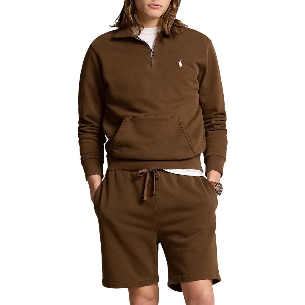 Polo Ralph Lauren French Terry Quarter Zip Sweatshirt In Pale Russet