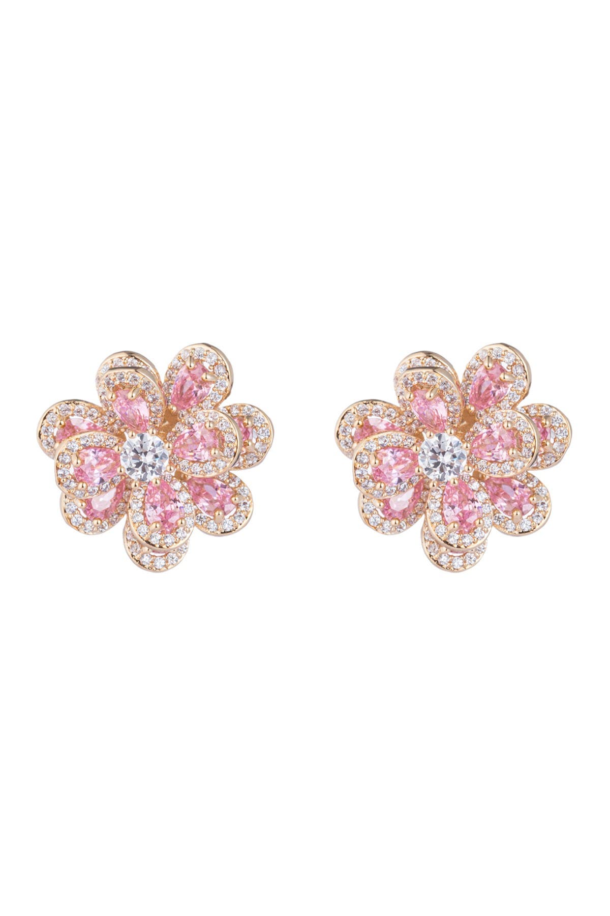 Eye Candy Los Angeles Pave Cz Pink Flower Stud Earrings Nordstrom Rack