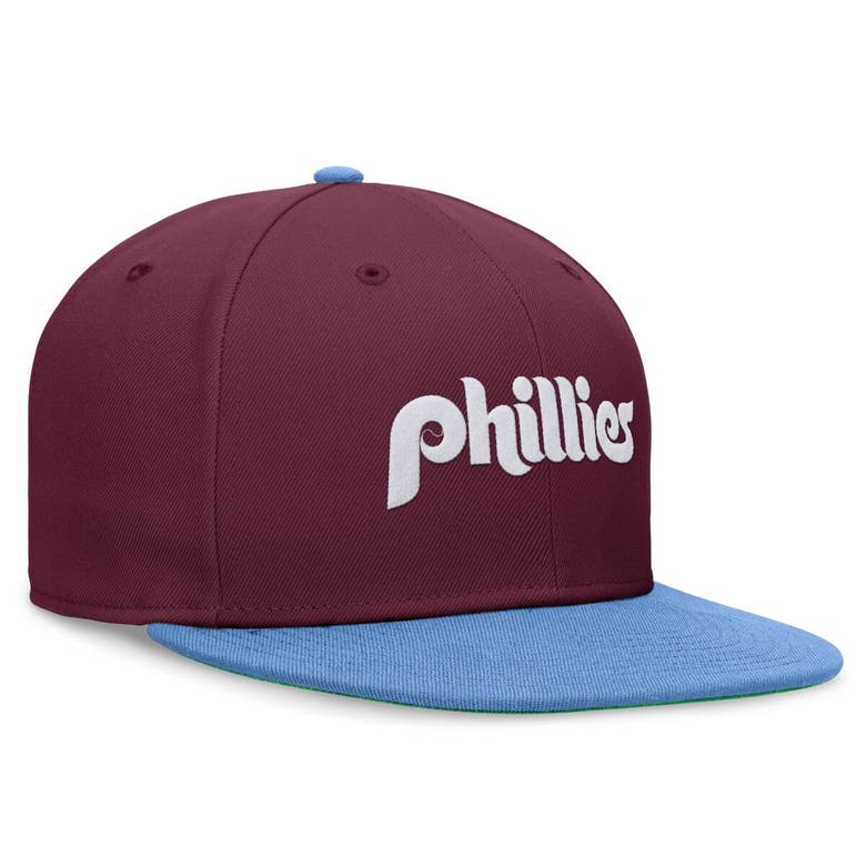 Shop Nike Burgundy/light Blue Philadelphia Phillies Rewind Cooperstown True Performance Fitted Hat