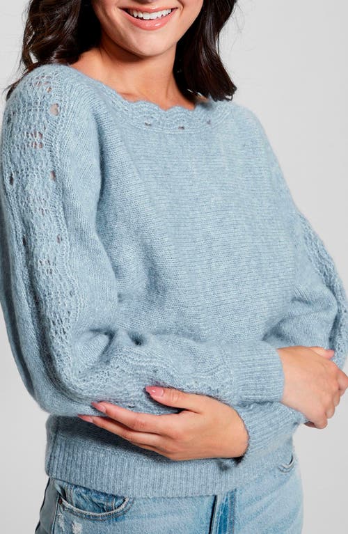Guess Malorie Pointelle Detail Dolman Sleeve Sweater In Blue Ribbon