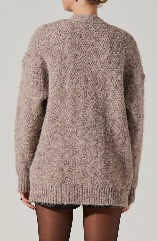 Shop Astr The Label Carli Fuzzy Longline Cardigan In Taupe