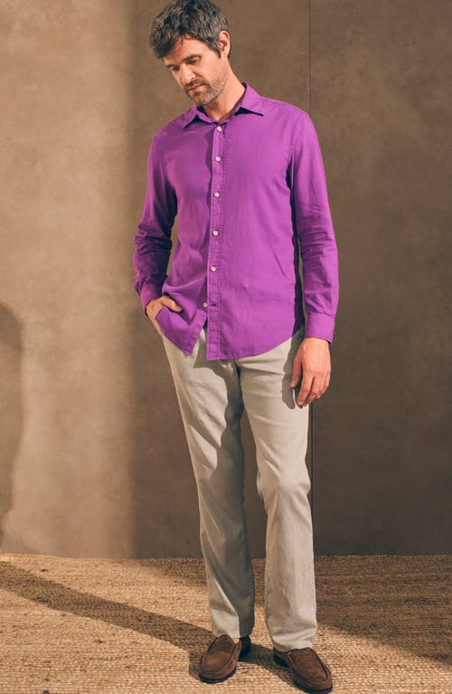 Faherty Reserve Garment Dyed Cotton Button-up Shirt In Tropic Berry