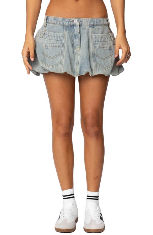 Edikted Jodi Denim Bubble Mini Skirt In Blue-washed
