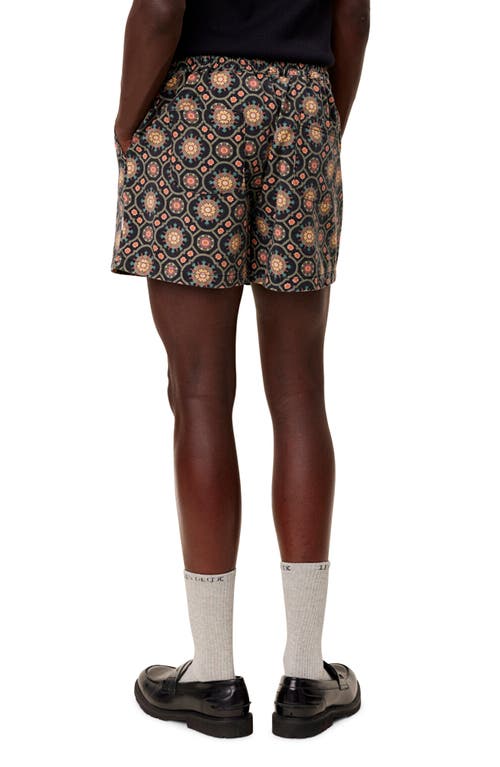 Shop Les Deux Tapestry Shorts In Black/surplus Green