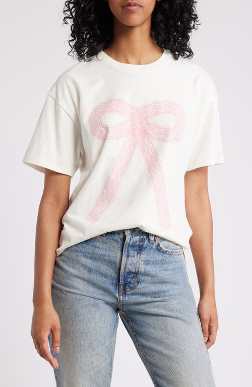 Shop Vinyl Icons Lace Bow Boyfriend T-shirt In Marshmallow