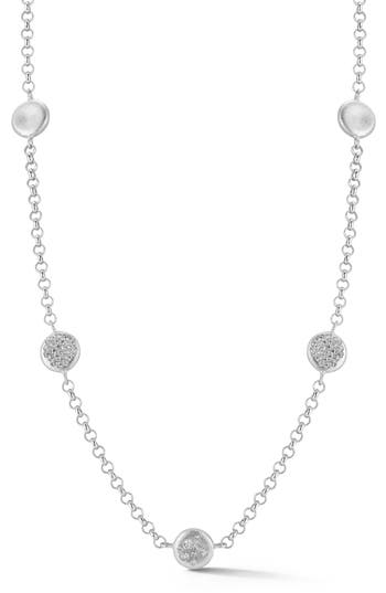 Sphera Milano Satin Button Station Necklace In Silver