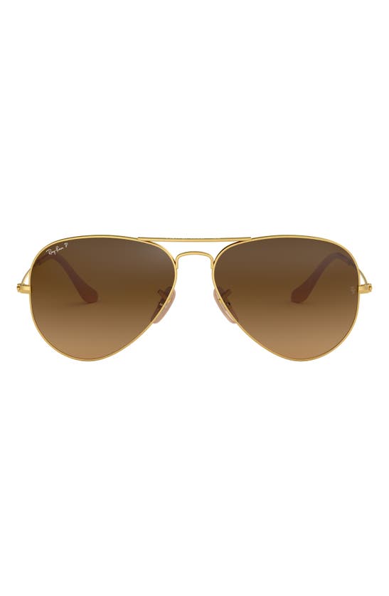 Ray Ban Ray-ban 55mm Polarized Pilot Sunglasses In Matte Brown