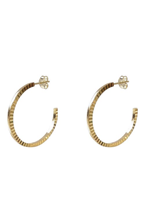 Diamond Cut Hoop Earrings in Gold