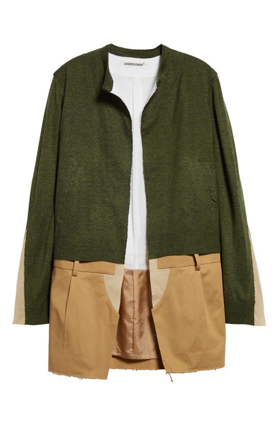 Shop Undercover Mixed Media Cardigan In Green