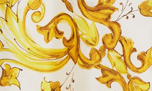 Dolce & Gabbana Majolica Short-sleeved Shirt In Mix Maiolica Giallo