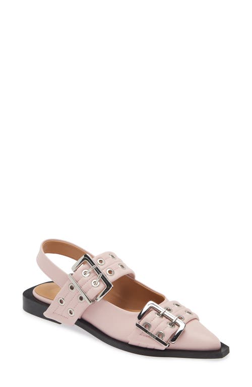 Ganni Slingback Pointed Toe Flat Chalk Pink at Nordstrom,