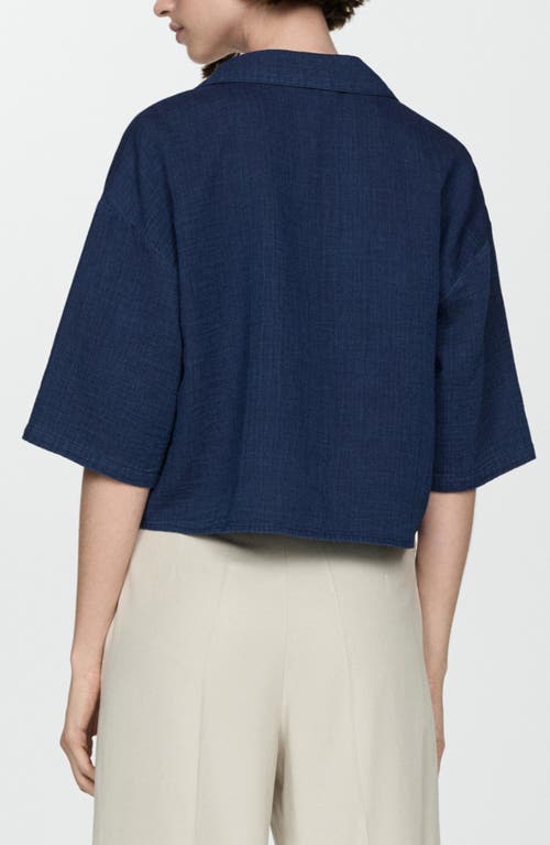 MANGO MANGO BOXY ELBOW SLEEVE COTTON CAMP SHIRT