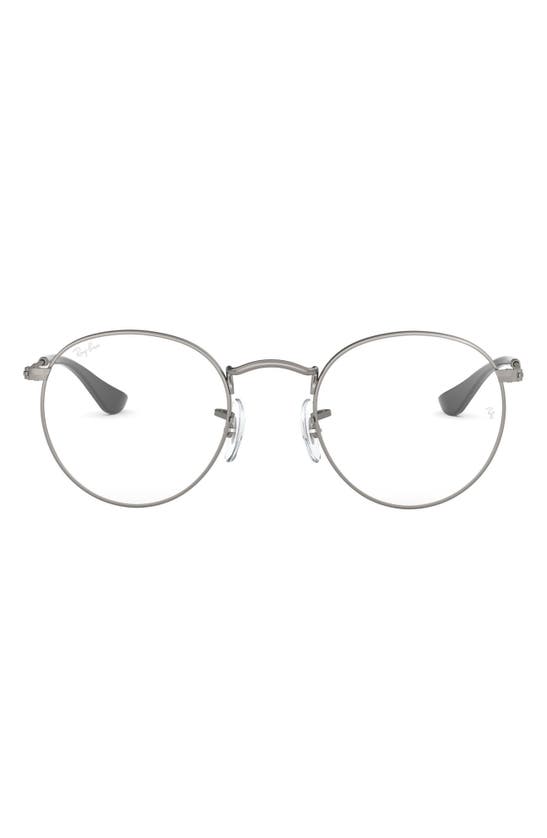 Shop Ray Ban 50mm Round Optical Glasses In Matte Gunmetal