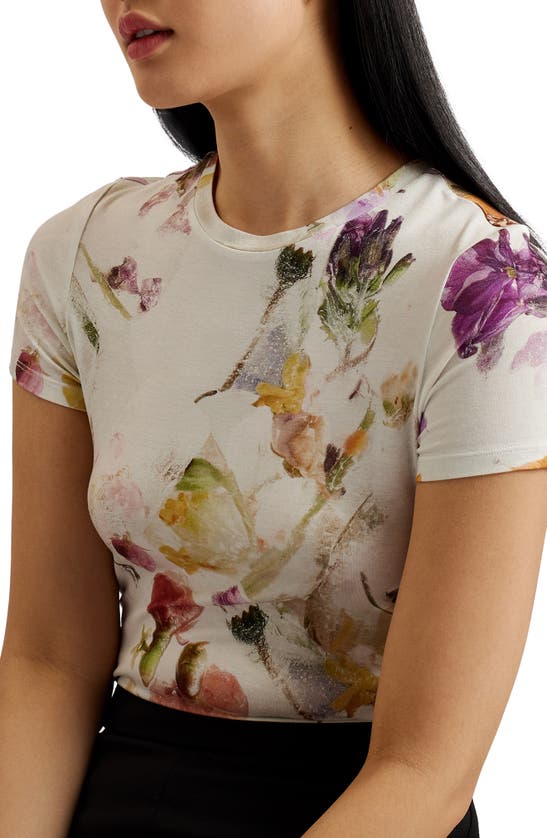 Shop Ted Baker Libbyly Floral Print Fitted T-shirt In White