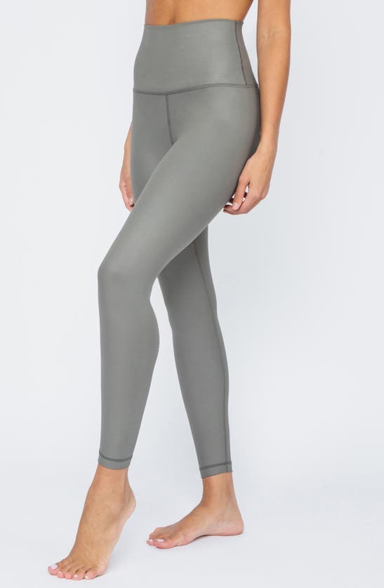 90 Degree By Reflex Interlink Faux Leather Leggings In Mulled Basil