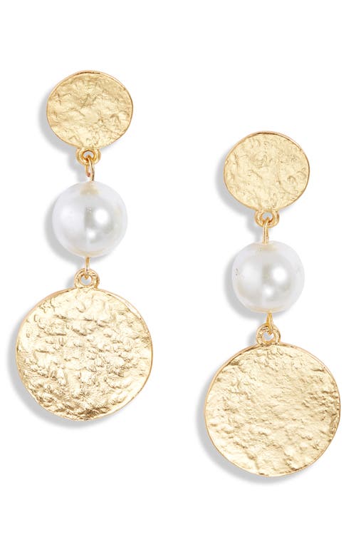 Karine Sultan Imitation Pearl Drop Earrings in Gold