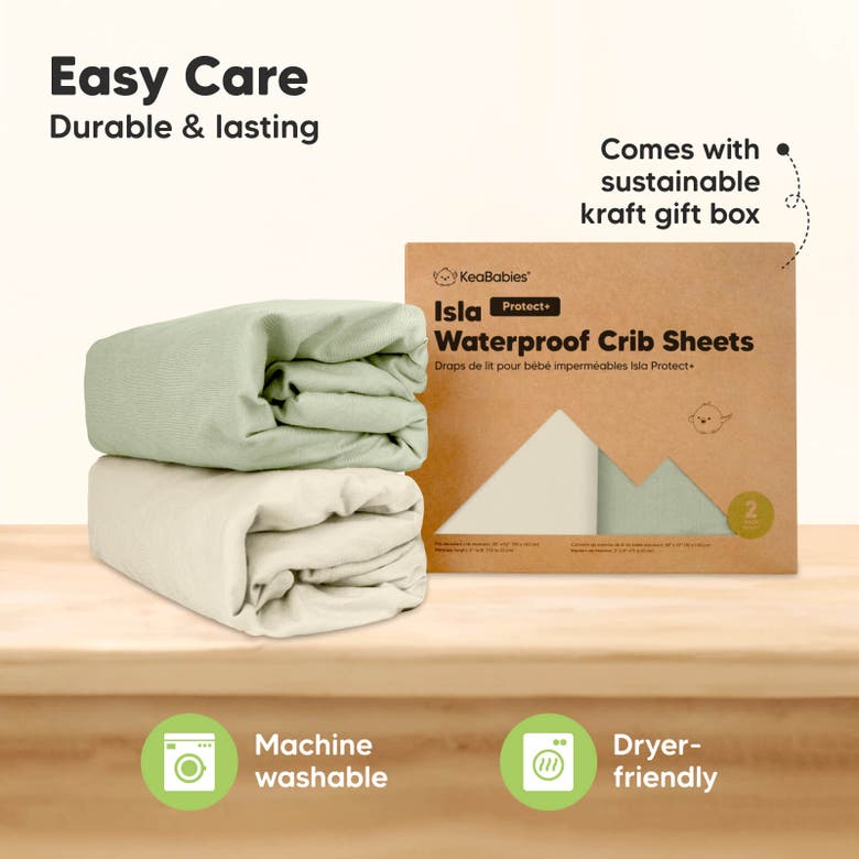 Shop Keababies 2-pack Isla [protect+] Waterproof Crib Sheets In Avocado